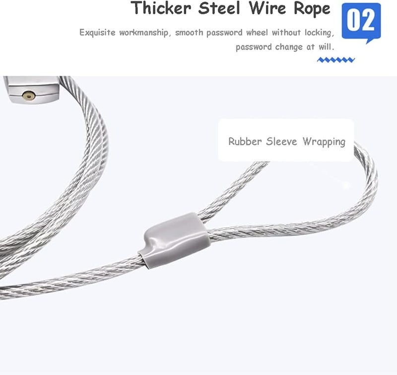 Diyeeni قفل أمان للكمبيوتر المحمول قابل لإعادة تعيين كلمة المرور المكونة من 4 أرقام مع وصلة كابل قابلة للدوران بزاوية 90 درجة - Image 4